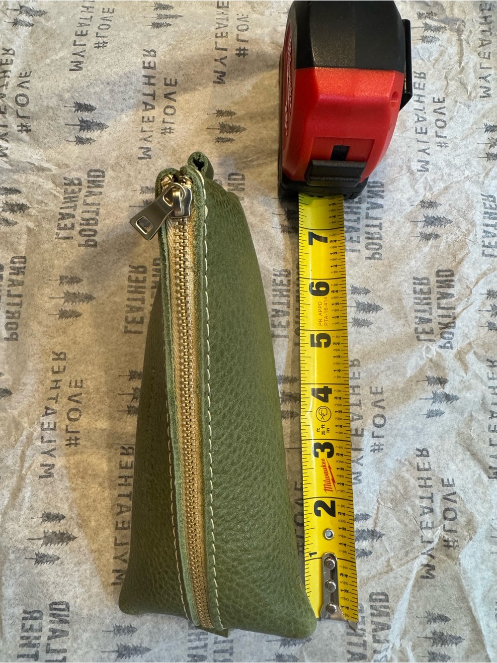 Portland Leather Olive Green Pebble Leather Alpine Zipper Pouch